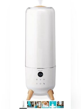 Homedics White Ultrasonic Humidifier with Wood-Tone Legs- BRAND NEW IN BOX
